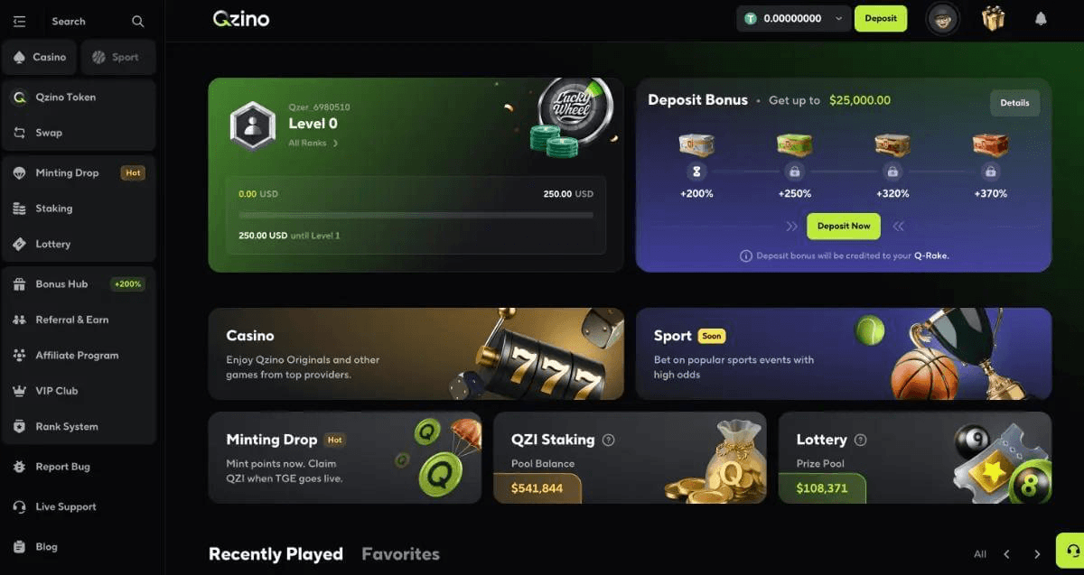 Qzino – A Modern Platform for Online Entertainment image 1